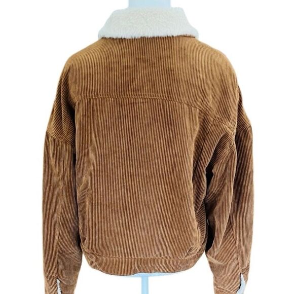 CI SONO tan faux fur lined corduroy button front jacket size M. - Picture 3 of 8
